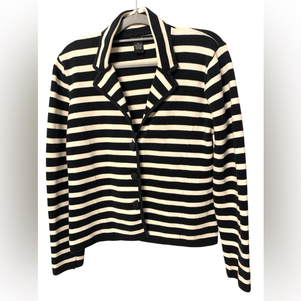 Audrey and Grace suit sweater jacket black and white size XL nautical heavy